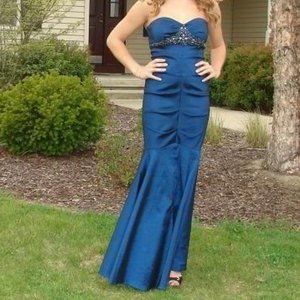 Cache Navy Strapless Mermaid Prom Dress Worn Once